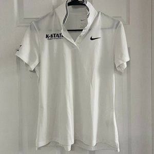EUC Nike Dri-Fit Women's Basketball Polo Kansas State White Sz MED